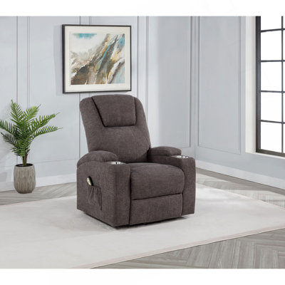 Brown Upholstered Power Lift Massage Chair