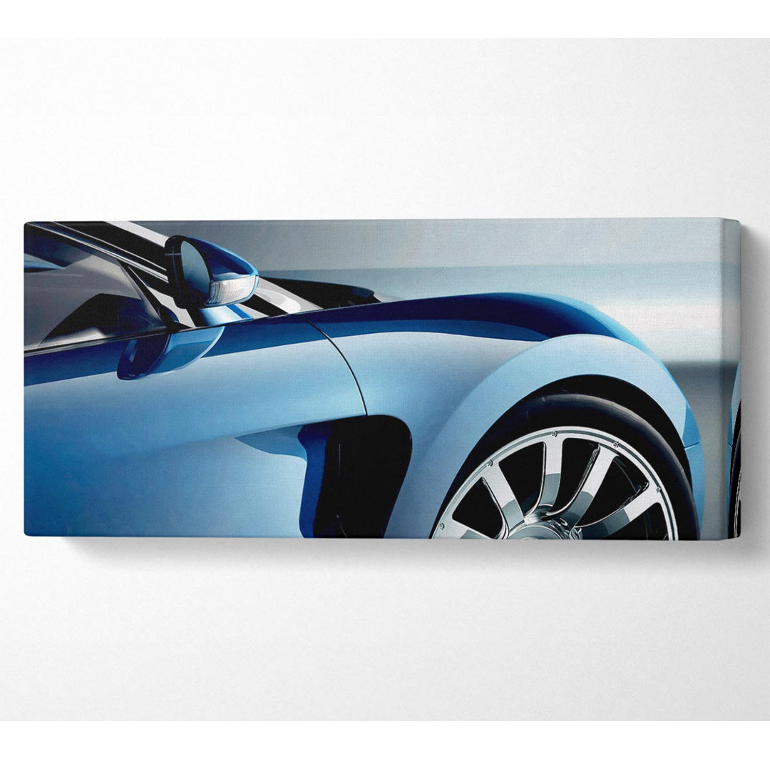 Bugatti Veyron Seitenprofil Blau Panoramaleinwand