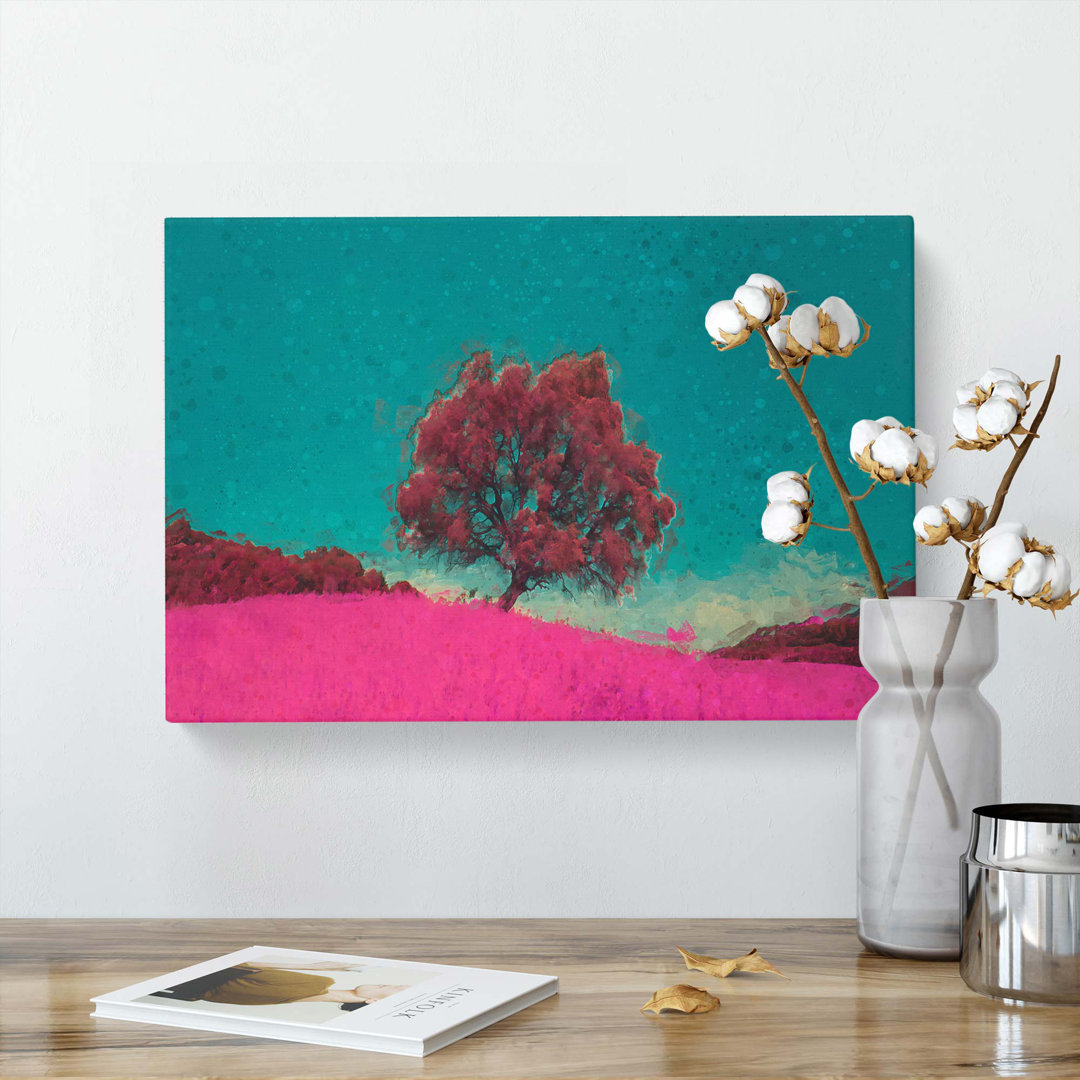 A Pink Tree In Malaga Spain In Abstract - Wrapped Canvas