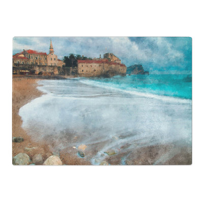 Montenegro Beach Painting Chopping Board