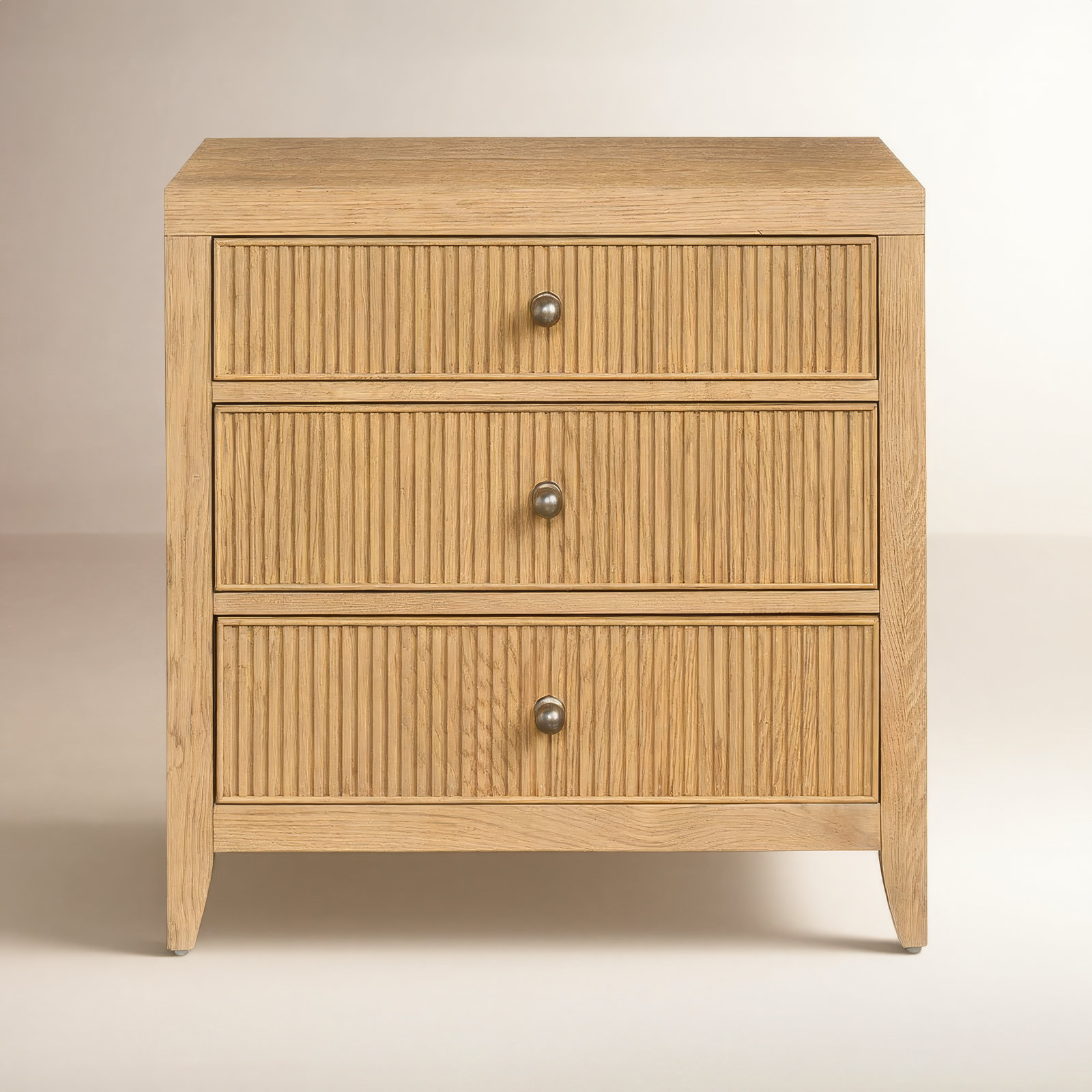 Caterina 3-Drawer Oak Nightstand, Skylark