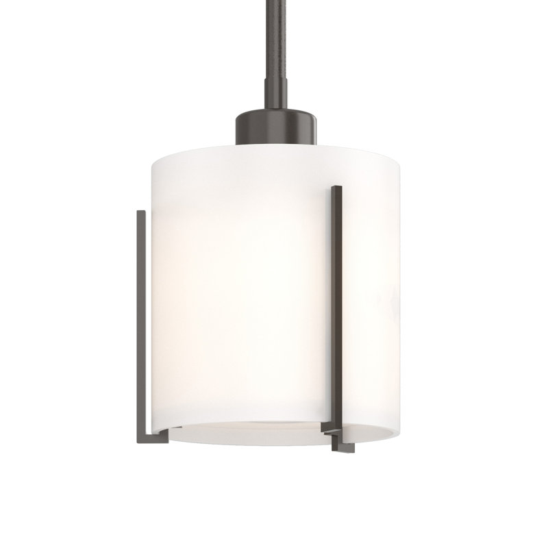 Exos 1 - Light Single Cylinder Pendant with Opal Shade, Oil Rubbed Bronze, Small