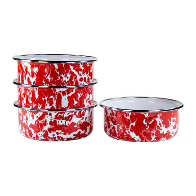 Set of 4 Red Swirl Soup Bowls