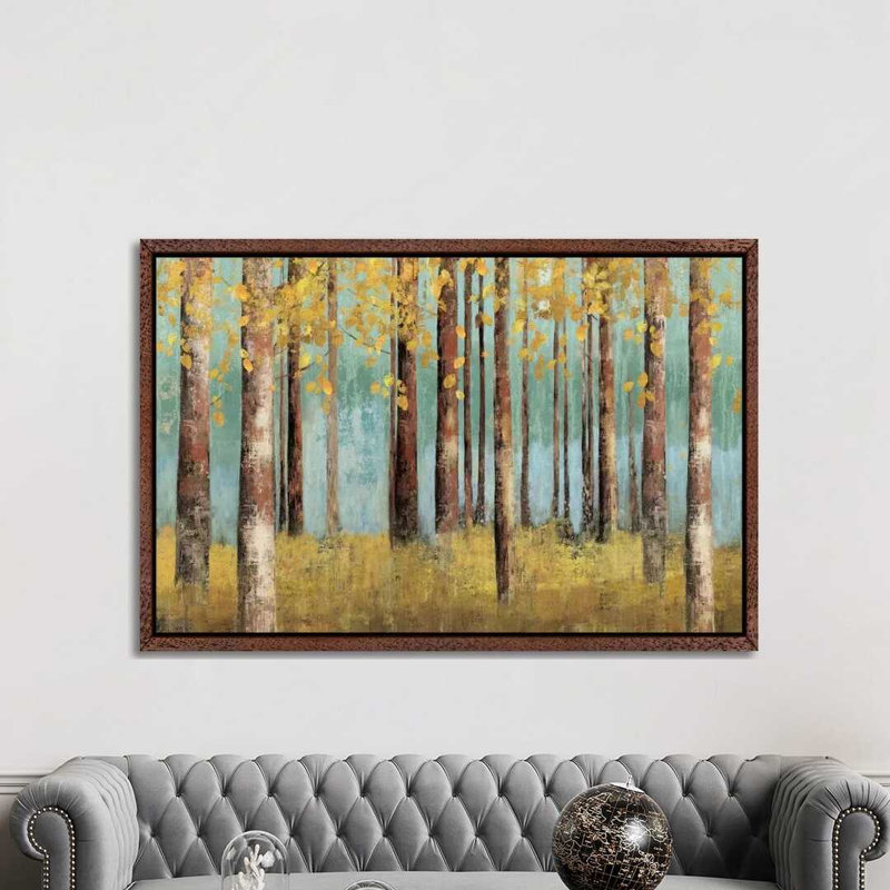 Teal Birch by Allison Pearce - Painting on Canvas, Classic Brown Wood Framed Canvas, 152.5 cm H x 101.5 cm W