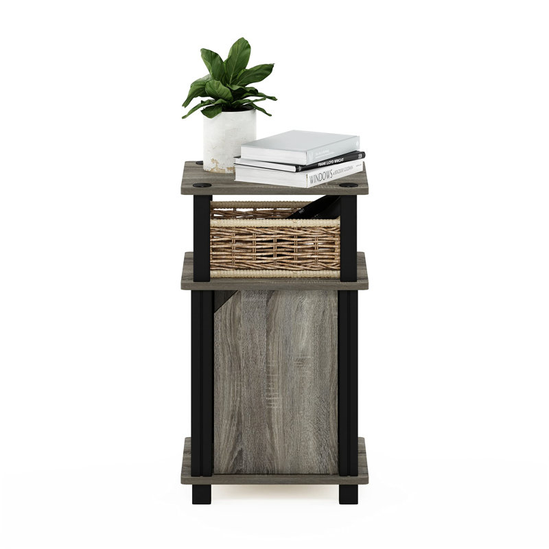 URBNLIVING 34cm W Manufactured Wood Bedside Table, Black/Grey