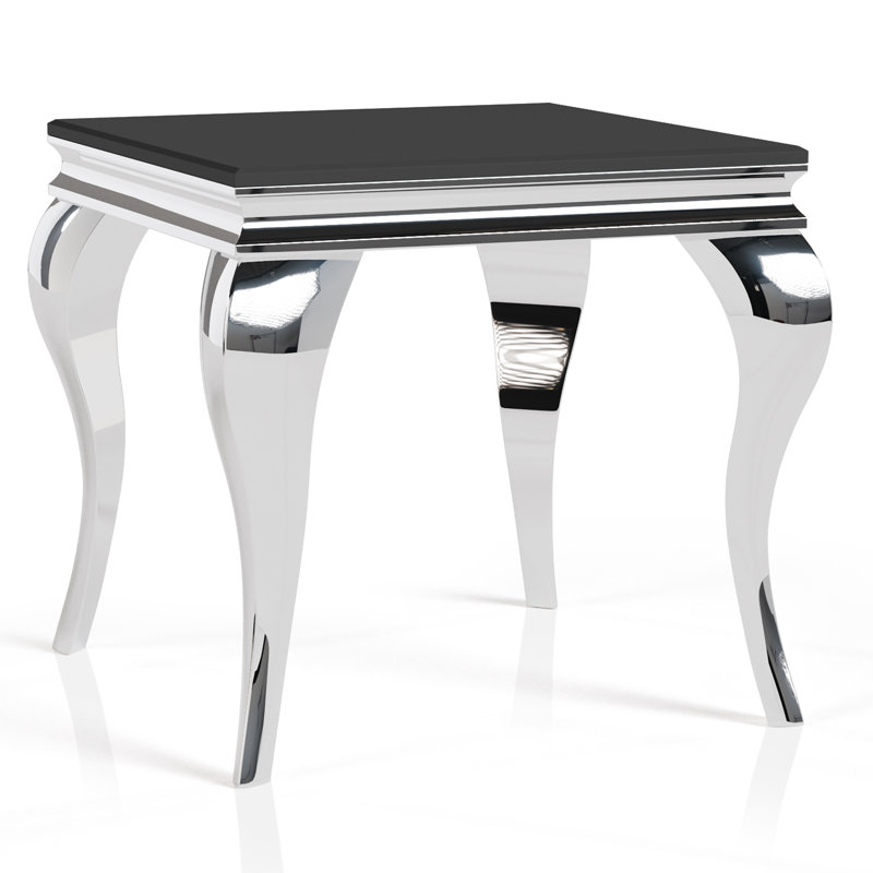 Isamu Glass Top End Table, Black