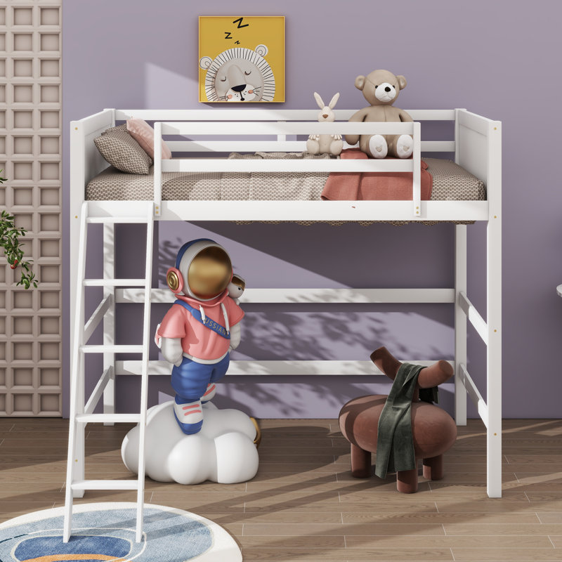Lit mezzanine simple Jayen, pour enfants, Blanc