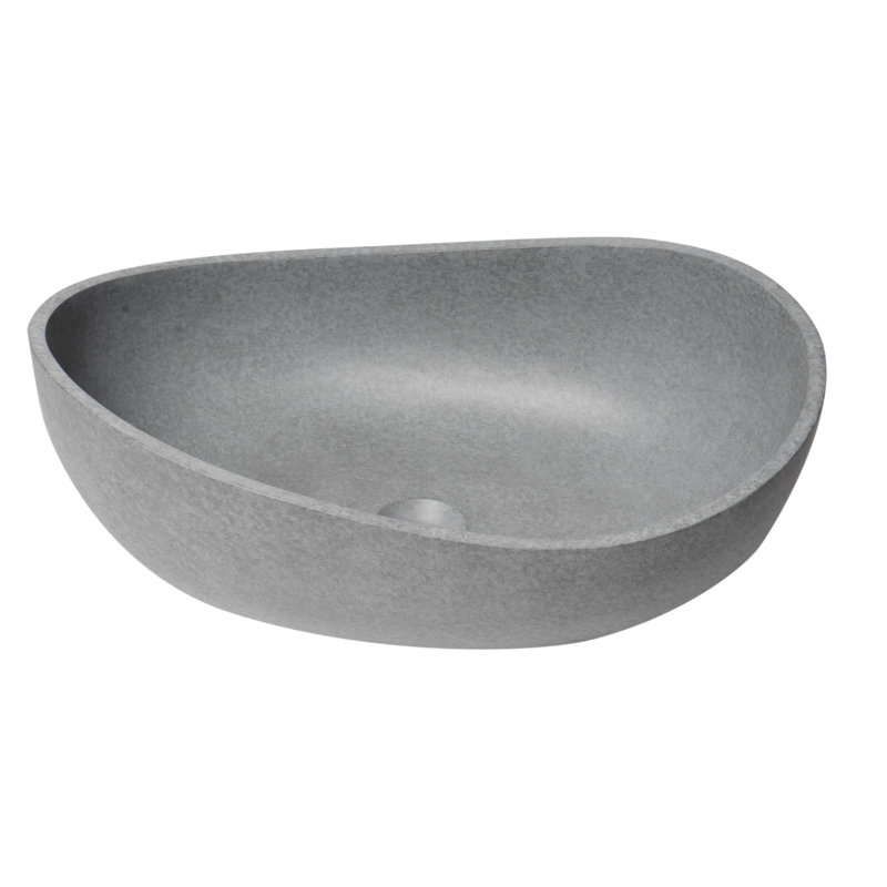 Gray Matte Ceramic Oval Above Mount Bathroom Sink