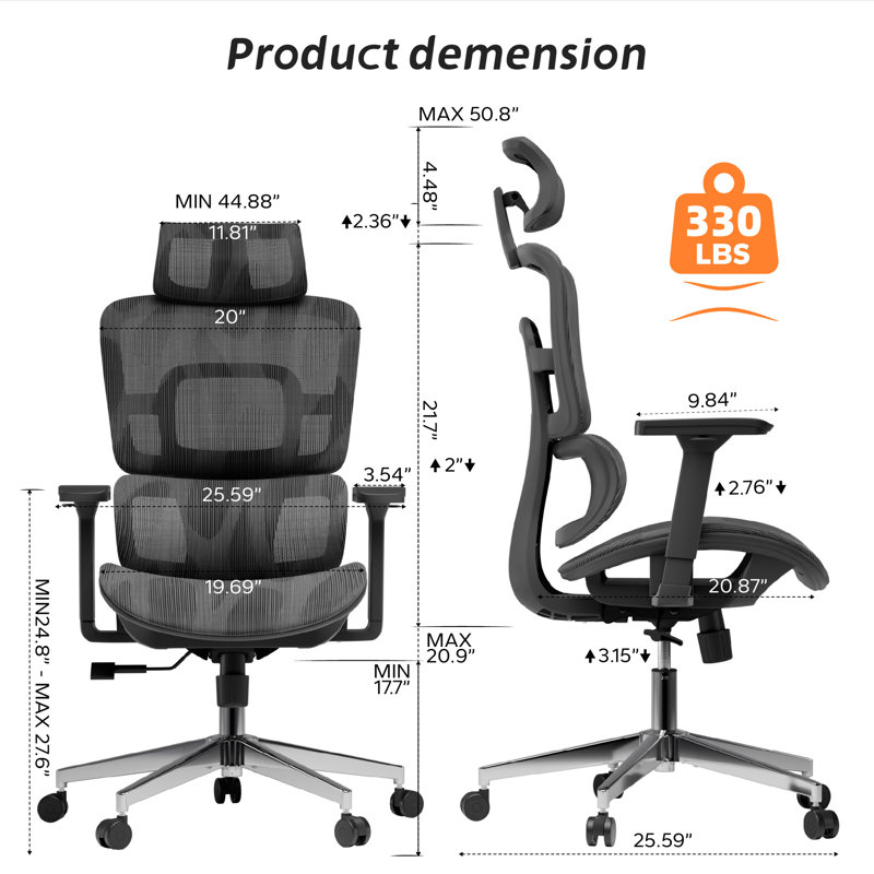 Fauteuil de bureau ergonomique Marsia, Noir / argent, Noir