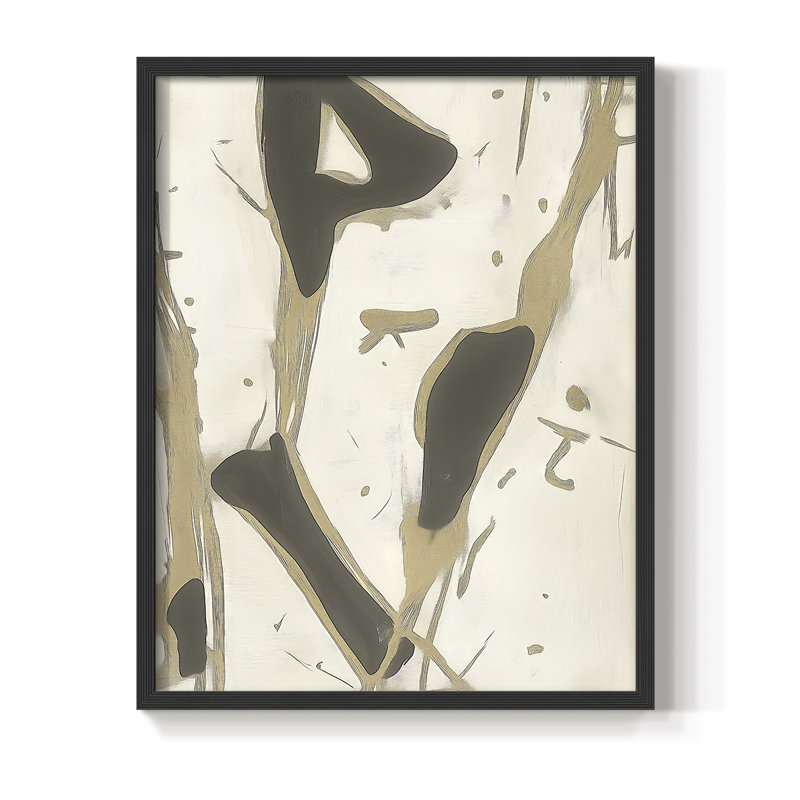 Impression abstraite encadrée LIX - prête à être suspendue - fabriquée aux États-Unis, H 20 po x l 16 po, Noir