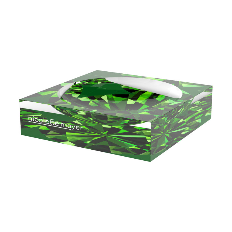 Facets Green Acrylic Candy Catchall Dish, Emerald