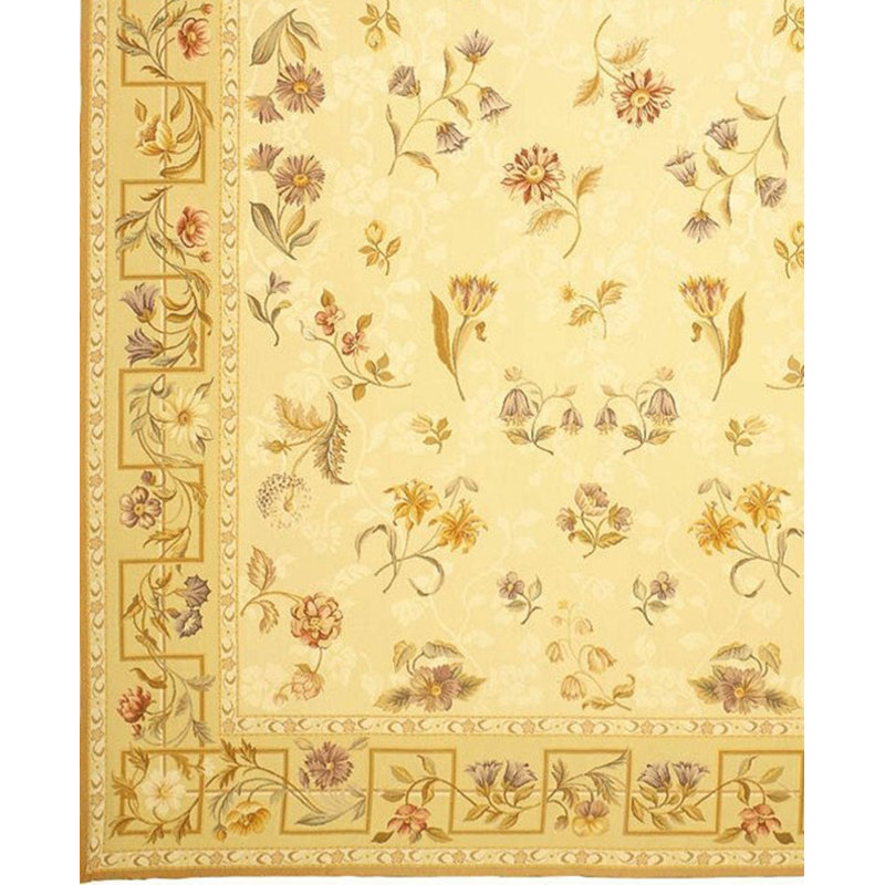 Hand-Knotted High-Quality Beige and Gold Area Rug, Rectangle 8'9" X 11'9"