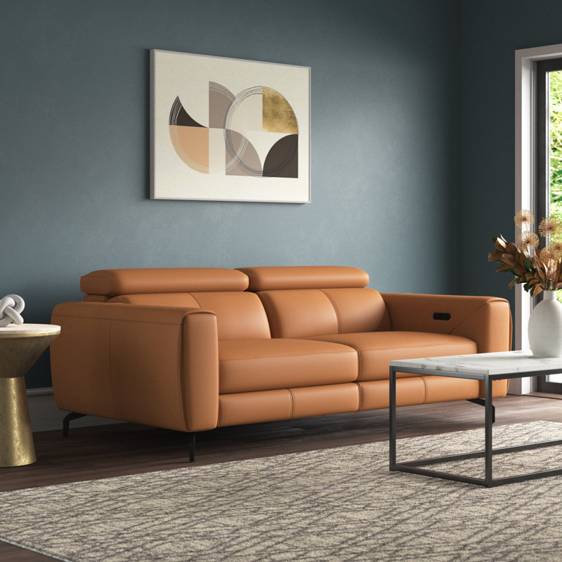 Genuine Leather Square Arm Reclining Sofa, 30" H x 70" W x 41" D , Sienna Top Grain Leather