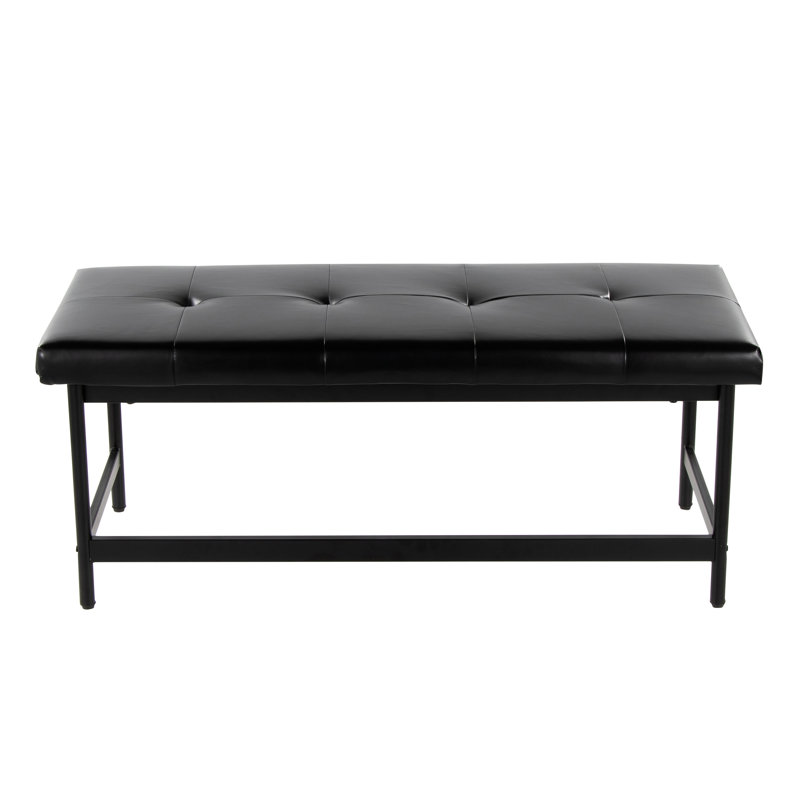 Banc en métal et similicuir, Noir