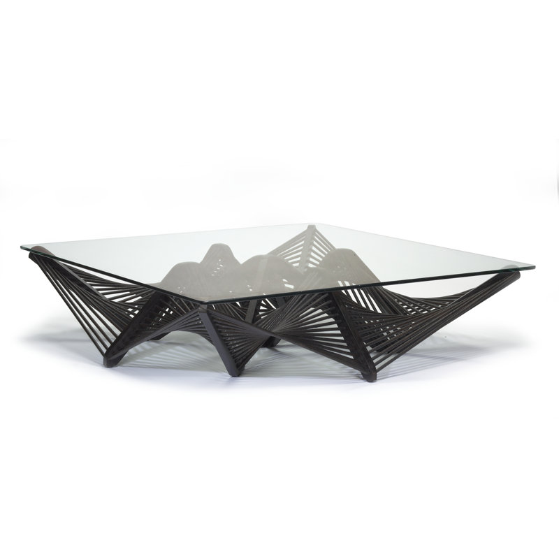 Geo Glass Coffee Table, Dark Brown, 13" H x 50" W x 50" D
