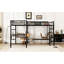 Lit mezzanine simple noir avec deux bureaux d'écriture d'articles intégrés - création de contenu attrayante, ateliers pratiques en métal, formation pratique