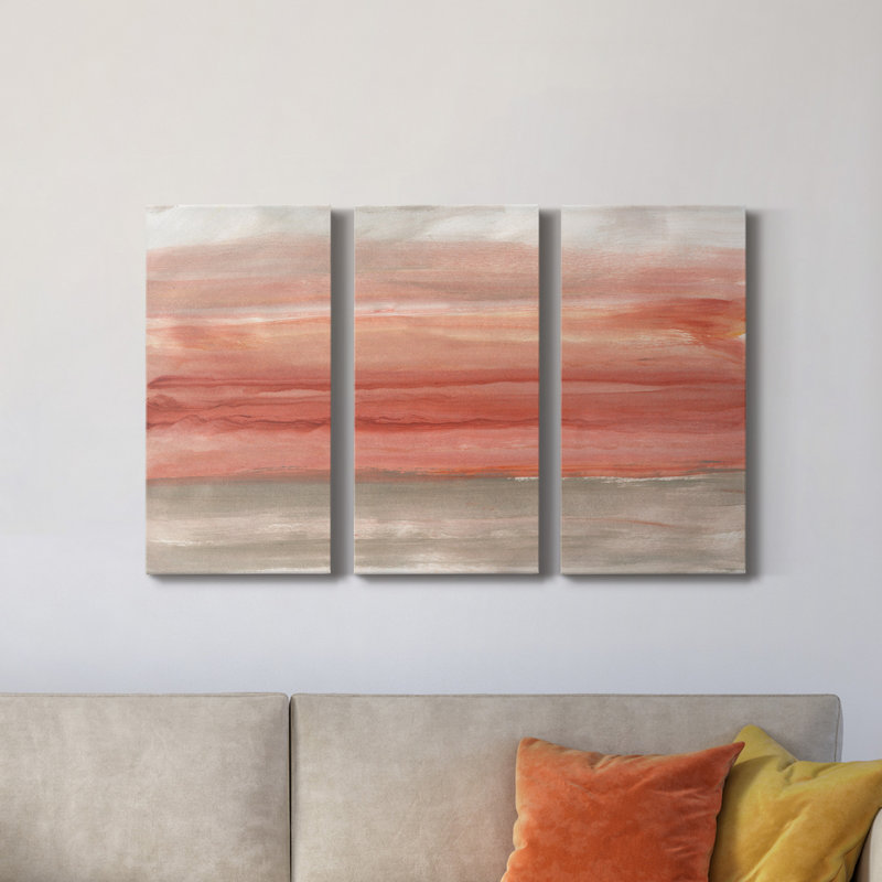 Oasis Sky - peinture sur toile tendue 3 pièces, H 48 po x l 96 po x P 1 po