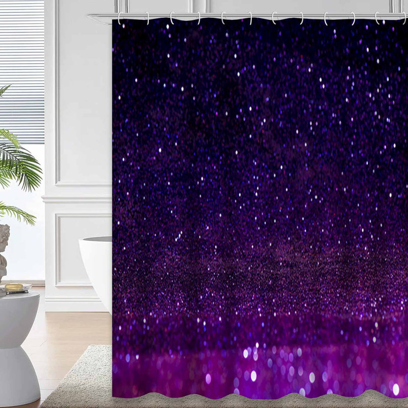 Purple Waterproof Shower Curtain, Shower Curtains for Bathroom with 12 Hooks, 72" L x 72" W