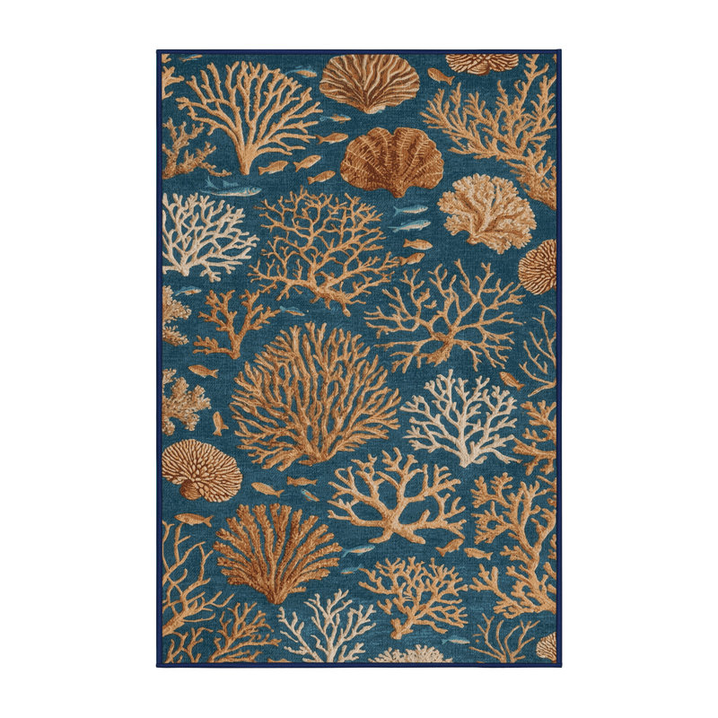 Washable Coral Reefs Hawaiian Area Rug, Runner 2' x 4'