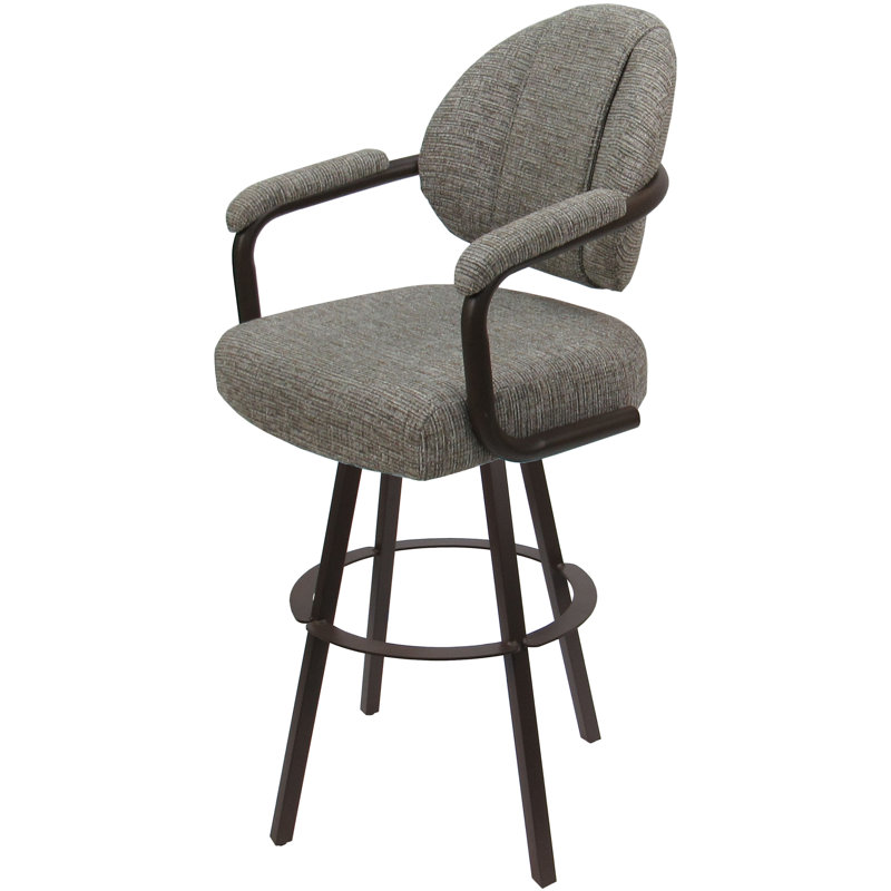 Tabouret de bar pivotant en métal Leandra, Mélange de polyester brun clair / cadre brun