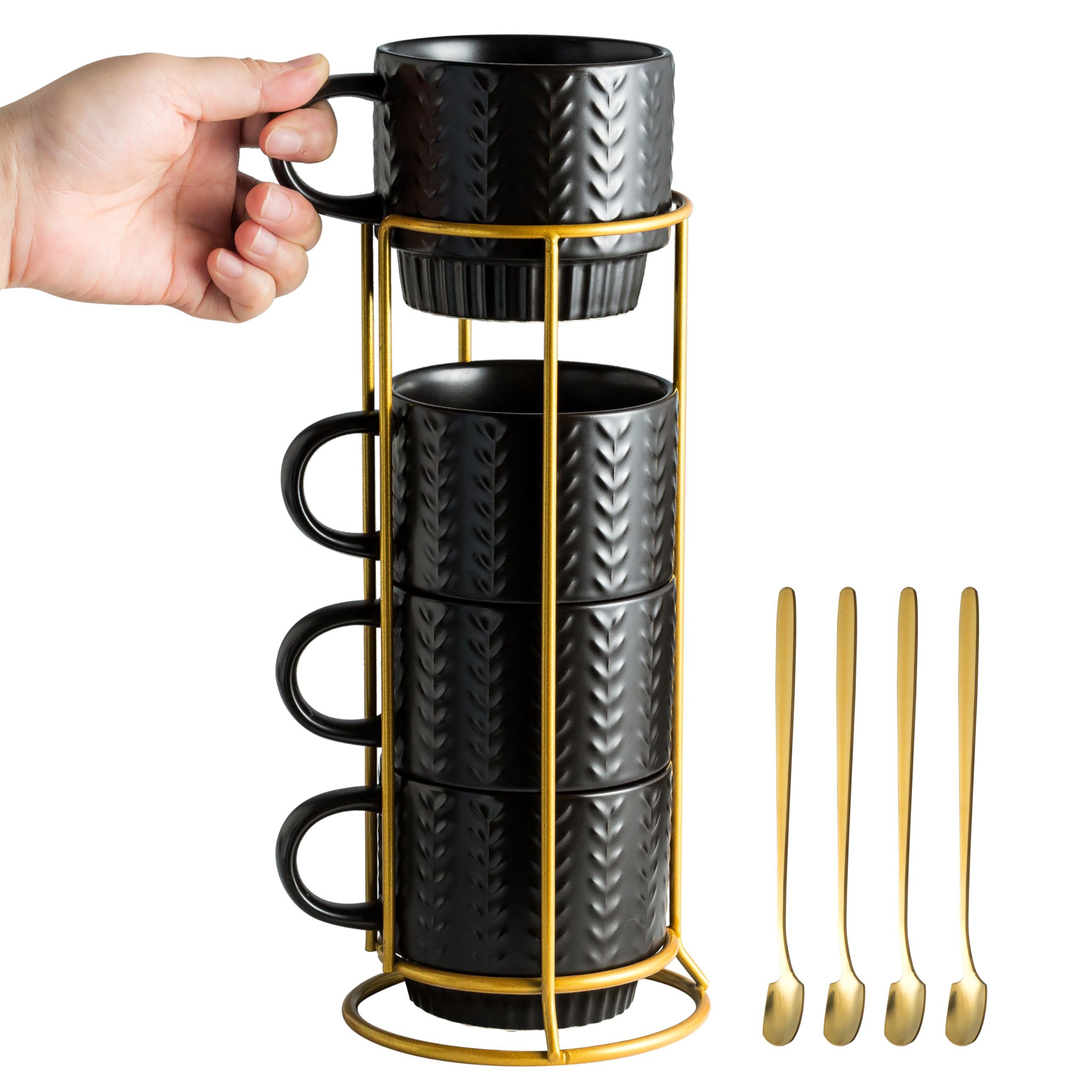 Lot De 6 Tasses Vintage Empilables Jaunes – Années 70 – Plastique Rétro – Service à Café