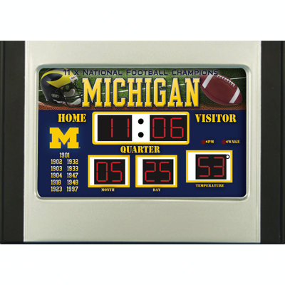 NCAA Traditional Digital Circuity Atomic Tabletop Clock with Alarm in Black