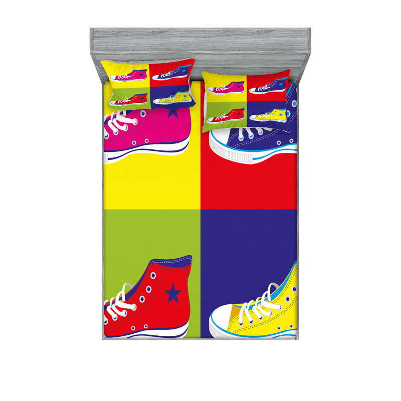 Multicolore drap-housse et coussin décoratif Ambesonne Pop Art, Ensemble de draps pour très grand lit californien
