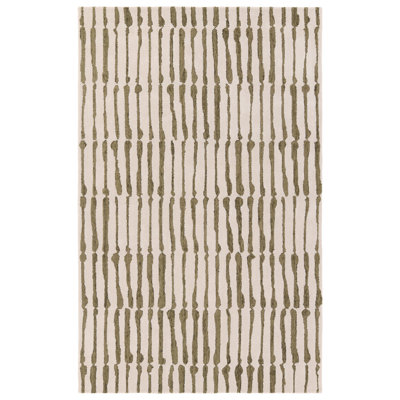Etho Saville by Nikki Chu Tufted Striped Green/Ivory Area Rug (6'X9')