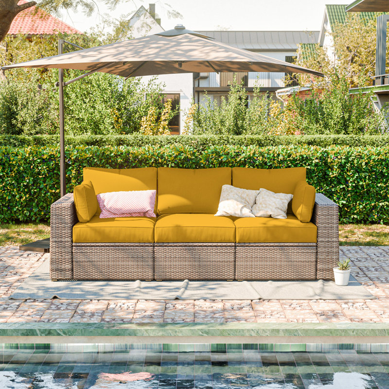 8-Piece Outdoor Cushion Cover Set (Set Of 3 Seats, 5 Backs), Covers Only, Yellow