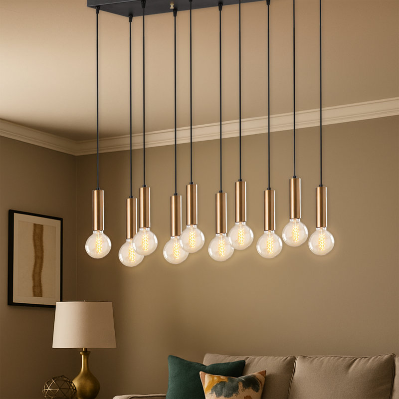 Luminaire suspendu pour îlot de cuisine à hauteur réglable avec 10 lumières
