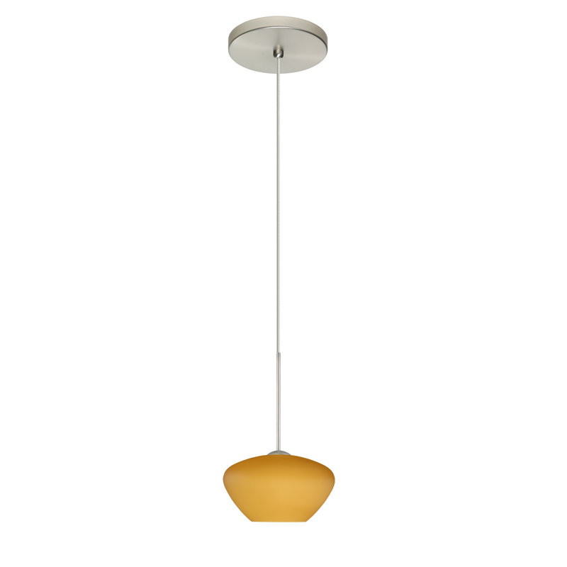 Luminaire suspendu géométrique à 1 lumière Srinivas, Ambre mat, Nickel satiné, Halogène