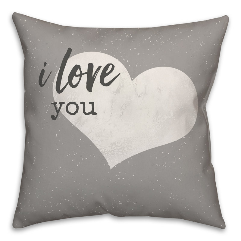 Gray and White Reversible Love Quote Throw Pillow