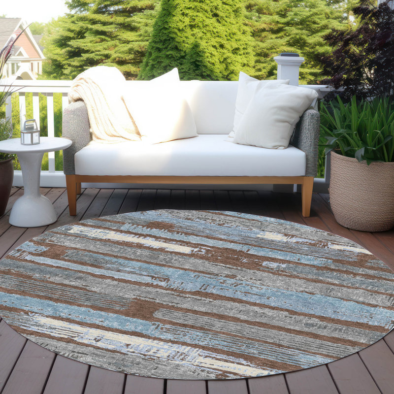 Tapis intérieur / extérieur lavable en machine 2 pi 6 po x 3 pi 10 po ACN1665 Cinead, Rond 8 pi