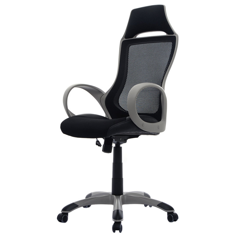 Symple Stuff Cotton and Mesh Gaming Chair, Black/Grey