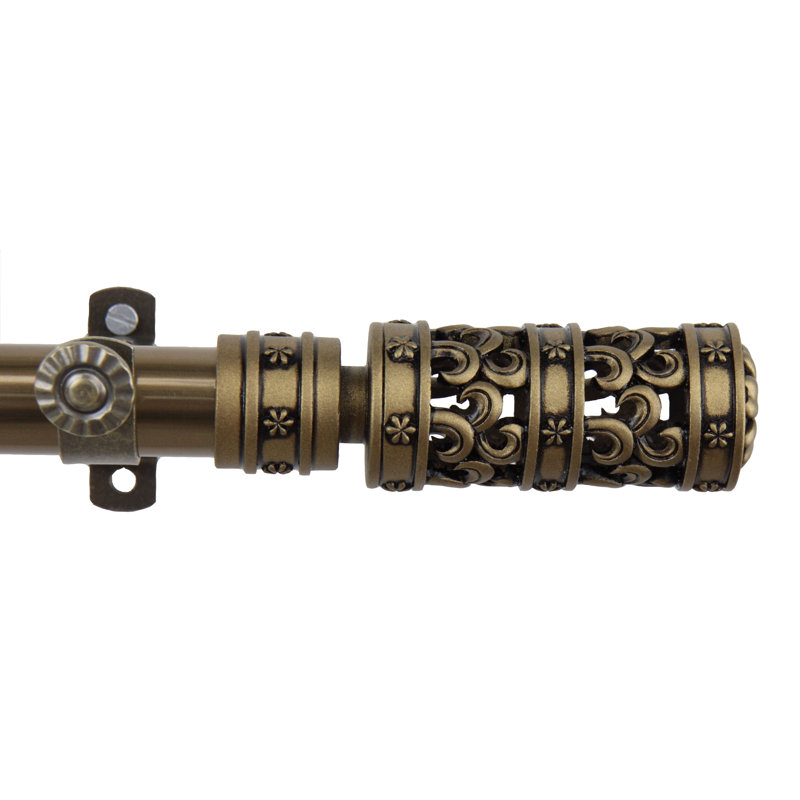Tringle à rideaux simple ajustable pour fenêtre en baie 0,81 po Yoselin, Laiton antique, 28 po à 48 po (chaque côté)