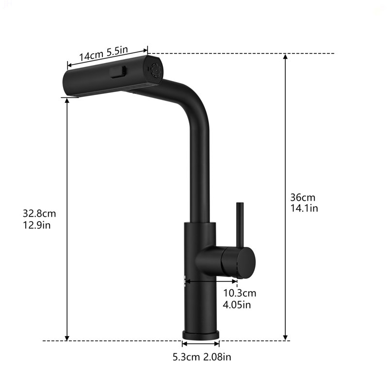 Robinet d'évier de cuisine, robinets de cuisine noirs avec douchette extractible, robinet de bar de cuisine à un trou, Noir