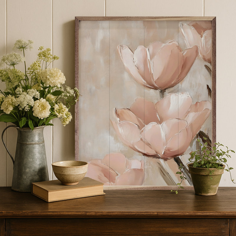 Dusty Pink Floral par Franklyn Gregory, H 20 po x l 16 po