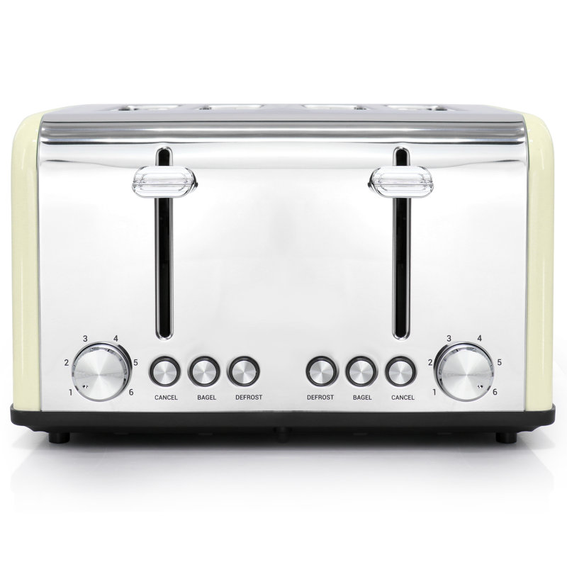Redmond 4-Slice Extra Wide Slot 1650W Stainless Steel Toaster in Light Blue, Cream