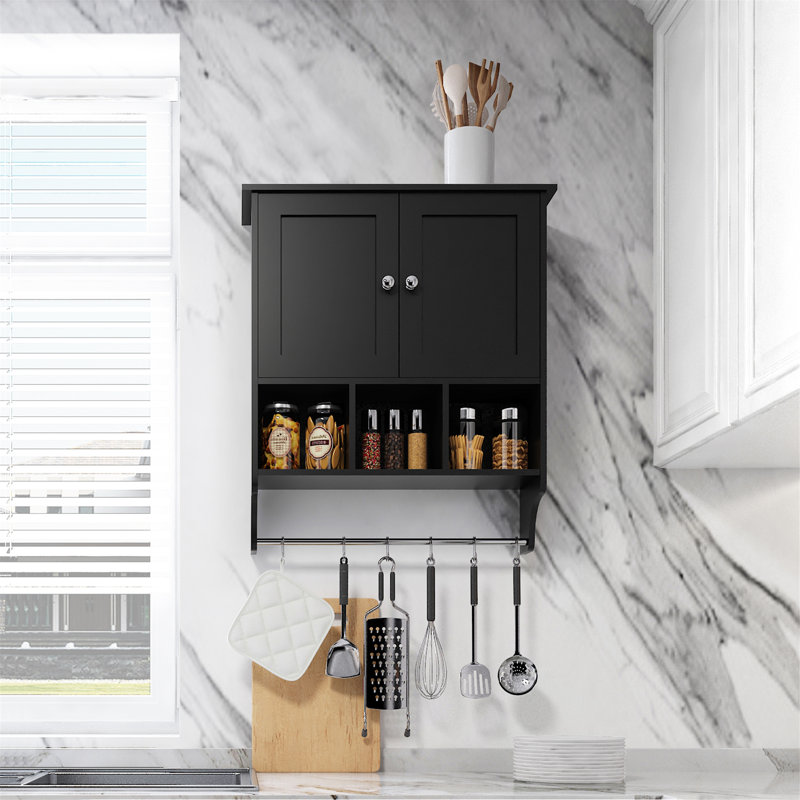Armoire de salle de bain, armoire de rangement murale pour la maison, Noir