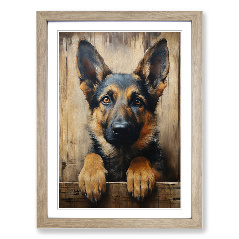 Single Picture Frame Print on Wood, Oak, 64cm H x 46cm W x 2cm D