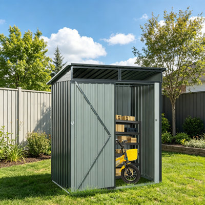 5ft x 3ft Outdoor Metal Storage Shed Transparent plate Gray