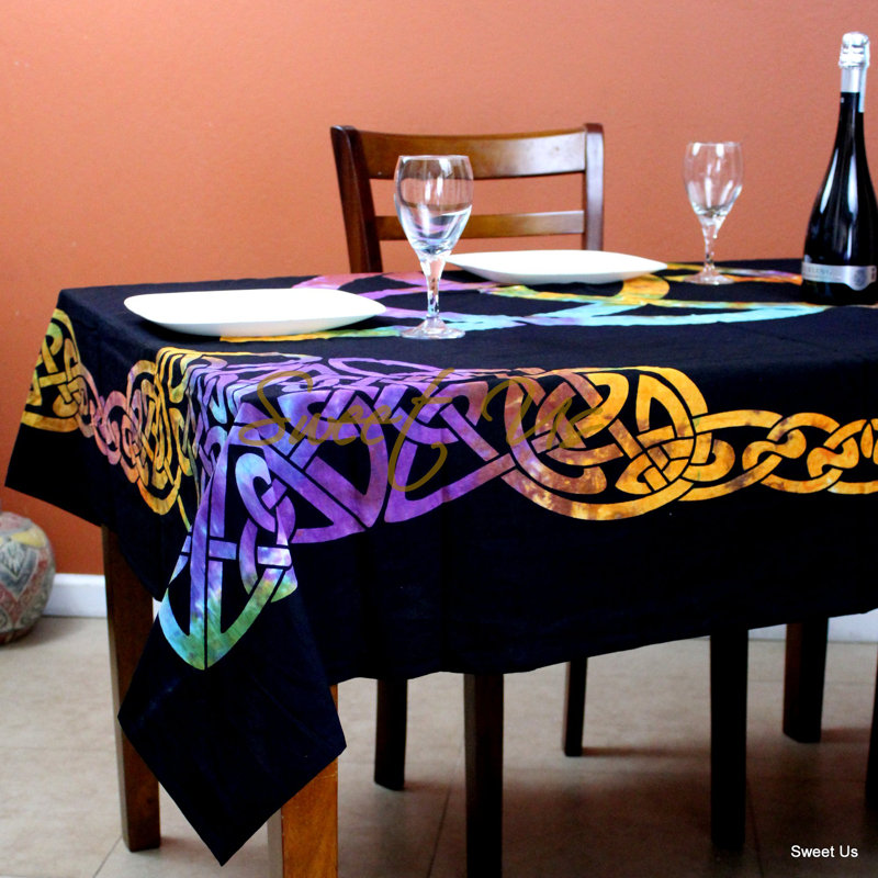 Nappe Tie-Dye Celtic Triquetra Trinity, Mauve / jaune / orange