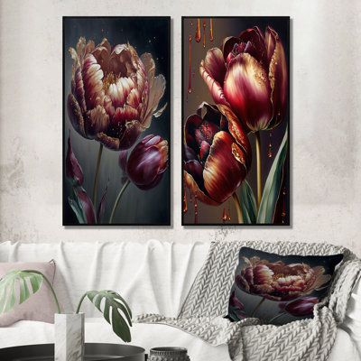 «Red And Gold Tulip», 2 pièces sur toile