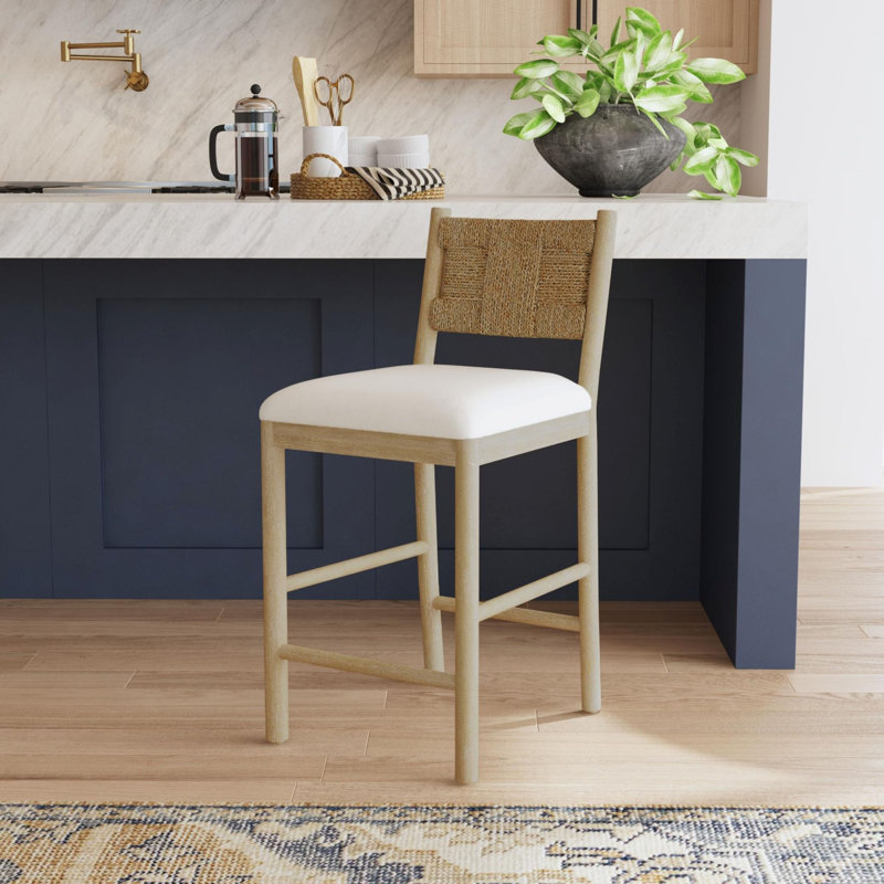 Woven Seagrass Counterstool, Tan/White