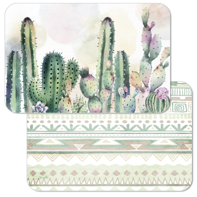 Napperons réversibles faciles d'entretien Watercolor Cacti