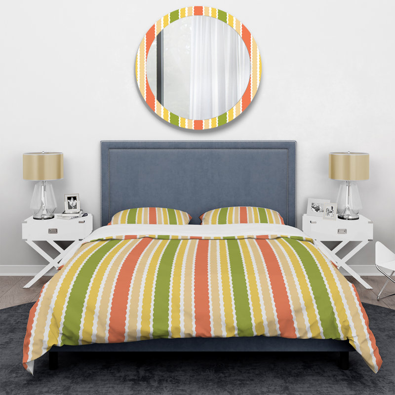 Ensemble de housse de couette en microfibre vert / pêche 3 pièces