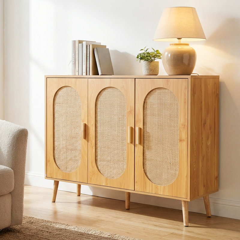 24 Pair Shoe Storage Cabinet, Medium Yellow Wood