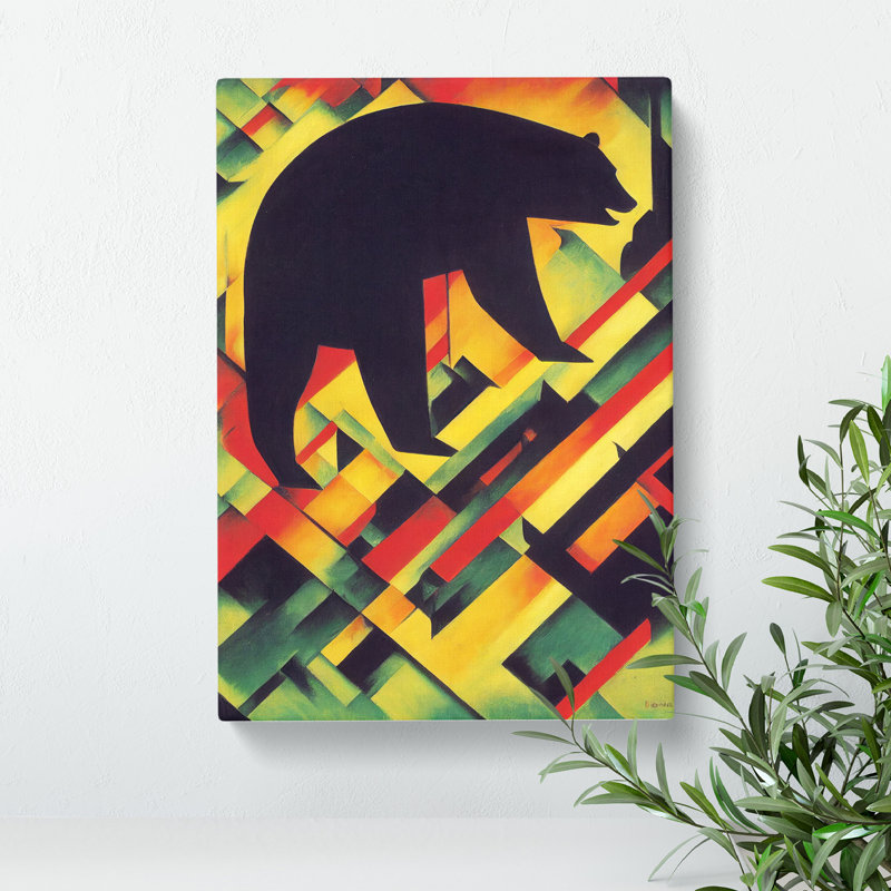 XV1022-5058X Walking Bear Abstract - Print, No Matte, 50cm H x 35cm W, Wrapped Canvas