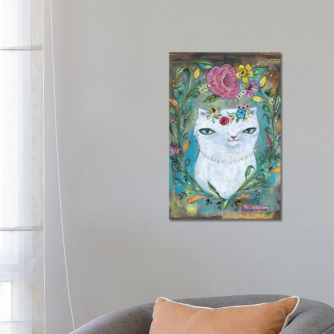 White Kitty von Heather Renaux - Galerie-verpackte Leinwand Giclée auf Leinwand