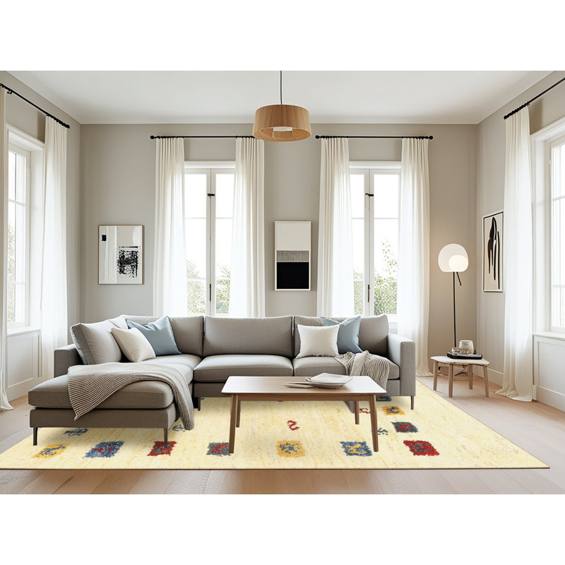 Tapis beige contemporain, Rectangle 8 pi x 12 pi